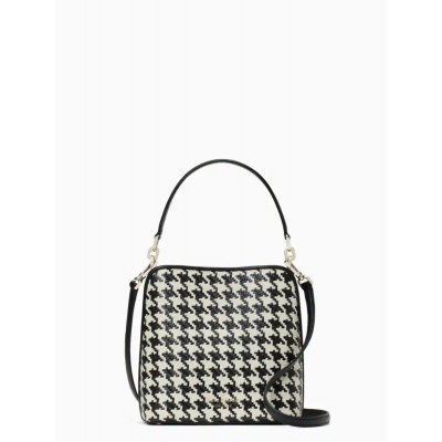 Kate Spade Darcy Bucket Small  In Woven Houndstoo RSM